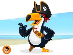 a cartoon bird with a pirate hat and eye patch