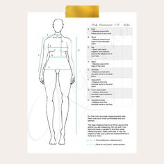 the front and back view of a woman's body with measurements for each section