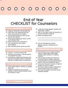 the end of year checklist for counselors