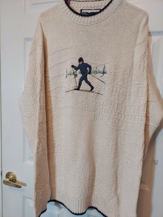 Embroidered Crew Sweater For Winter, Ski Graphic, Ski Sweater, Graphic Sweaters, Mens Outfit Inspiration, Skiing Outfit, Vintage Ski, Men's Sweater, Priority Mail