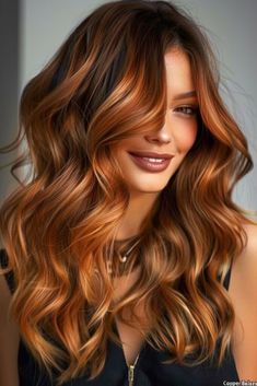 60 Highlights For Long Hair For Women With DIY Tips. Number 49 Is Not What You expect - Latest & Trendy Nail Designs Brown Hair With Copper, Hair With Copper Highlights, Highlights For Long Hair, Ginger Ideas, Brunette Copper, Long Hair For Women, Icy Blonde Highlights, Long Hair Highlights