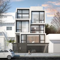 an artist's rendering of a modern house with multiple levels and balconies