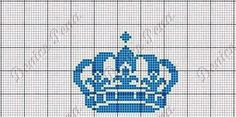 a cross stitch pattern with a blue crown on it