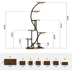 an image of a spiral staircase with steps and numbers on the bottom level, along with measurements for each step