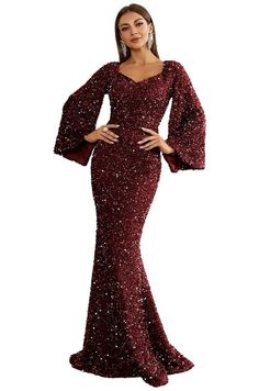 Sheri Long Sleeve Sequin Gown-product-main_image Medieval Costume Women, Classic Elegant Style, Christmas Dress Women, Formal Cocktail Dress, Maxi Bridesmaid Dresses, Maxi Dress Prom, Long Sleeve Sequin, Sequin Gown, Peasant Dress