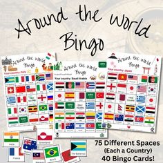 around the world bingo game with flags