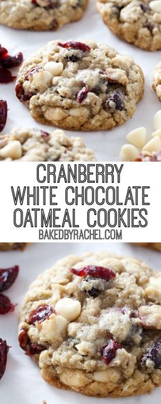 cranberry white chocolate oatmeal cookies with dried cherries on top