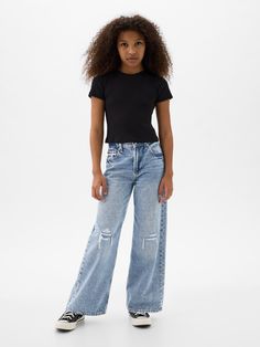 Aria Outfits, Support People, Relaxed Jeans, Easy Trendy Outfits, Gender Equality, Jeans Button, Gap Kids, Light Denim, Recycled Cotton