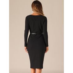 The belted waist creates definition and accentuates your curves, while also offering adjustability to achieve the desired fit. Designed with a bodycon fit, this dress hugs your figure in all the right places, creating a sleek and flattering silhouette. The stretch ribbed fabric not only ensures a comfortable and flexible fit but also adds texture and visual interest. Fitted Black Belted Dress For Work, Fitted Dress With Belt For Date Night, Black Fitted Knee-length Belted Dress, Fitted Black Belted Knee-length Dress, Black Fitted Midi Belted Dress, Fitted Knee-length Belted Dress For Date Night, Fitted Belted Dress For Date Night, Fitted Midi Dress With Belt For Fall, Fitted Fall Midi Dress With Belt