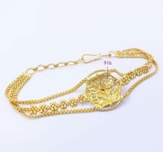 "~ Welcome to our ETSY shop: 22K Gold Beauty ~ Please check the video of this ornament (set video quality to 1080p): https://youtu.be/kseUzUWzLEQ Thank you for watching: GOLDSHINE 22K Solid Yellow Gold Women Bracelet 6.5\"-7.5\" Genuine Hallmarked 916 SPECIFICATIONS - Brand: \"GoldShine - Treasure For Generations\" - Size: 6.5\" (16.5cm) to 7.5\" (19cm) adjustable. Width at center 0.82\" (2.1cm), band's width towards end is about 6mm - Style: Chain / Link - Clasp: Hook style (6 loops for adjustm Yellow Gold Round Bracelet For Puja, Elegant Gold-plated Bracelets For Puja, Yellow Gold Bracelet For Puja, Elegant Gold Plated Bracelets For Puja, Elegant Gold Plated Bracelet For Puja, 22k Yellow Gold Festive Bracelet, Elegant Gold Bracelet For Puja, Elegant Yellow Gold Bracelet For Puja, Formal Festive Gold Bracelet