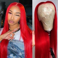 Allove Hair 10A Virgin Remy Human Hair Wigs, Red Color Straight Hair Wig,High Quality And Competitive Price. 100% No Tangle, No Shedding, No Bad Smell, 10-30 Inch Pre Plucked Red Color Straight Wigs With Baby Hair 150% /180% Density.3-5 Working Days Free Shipping. use code VIP8 get 8% off Smell Hair, Red Hair Accessories, Overnight Hairstyles, Red Wig, Bad Smell, Remy Human Hair Wigs, Red Wigs, Human Wigs, Straight Lace Front Wigs