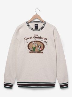 Your next family camping trip isn't complete without this Goofy-themed sweatshirt! Along with multicolored ribbing  this cozy jacket features an embroidered patch of Goofy and his less-enthusiastic son Max while fishing  complete with a midair fish to prove it. Surrounding the frame is stitching of "The Great Outdoors" and "The Perfect Cast"—an excellent choice for your own wilderness adventures!A BoxLunch Exclusive!52% cotton; 48% polyester	Listed in unisex sizesWash cold with l Disney Mens Outfits, Soft Feminine Outfits, Holiday Hoodies, Disney Patches, Family Camping Trip, Cozy Jacket, Disney Men, Zippered Sweater, Cardigan Sweater Dress