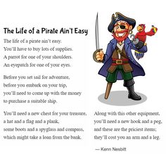 Pirate Terms, Funny Poems For Kids, Skits For Kids, Pirate Jokes, Childhood Poem, Poem For Kids, Pirate Songs, Assembly Ideas, Pirates Theme