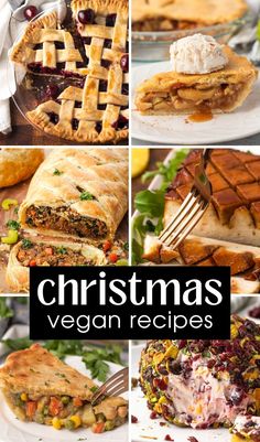 christmas vegan recipes collage with text overlay