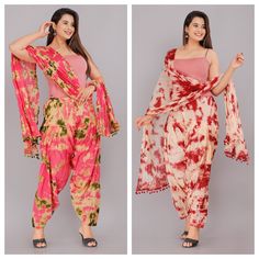 Women's Cotton Tie dye Salwar With Dupatta Set Yoga Trouser Tunic Harem Pants Pajama Chunni Party Wear Semi Salwar with Scarf Ethnic Dress Rose Gold Pink, Cotton Pants