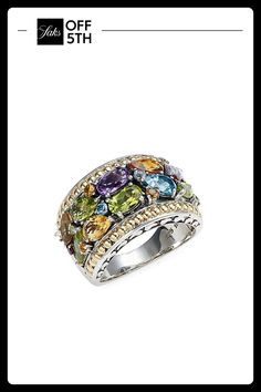 This Fashionable Sterling Silver Ring With 18k Yellow Gold Accents Is Adorned With Amethyst, Blue Topaz And Citrine. Amethyst, Blue Topaz & Citrine, 3.05 Tcw Sterling Silver 18k Yellow Gold Made In Usa Size Width, About 0.5" Please Note: This Ring Can Be Resized Up To 1.5 Sizes, Larger Or Smaller. Warranty And Resizing Services Are Provided Exclusively By Effy, Saks Off 5th Is Not Responsible For These Services And Any Related Inqu. Center Core - Jewelry Trunk > Saks Off 5th. Effy. Size: 7. Luxury Multicolor Amethyst Ring With Gemstone Accents, Multicolor Oval Amethyst Ring, Multicolor Oval Amethyst Ring With Gemstone Accents, Elegant Multicolor Amethyst Gemstone Ring, Multicolor Luxury Amethyst Ring, Multicolor Oval Amethyst Gemstone Ring, Elegant Multicolor Amethyst Ring With Gemstone Accents, Elegant Multicolor Amethyst Ring With Accent Stones, Multicolor Oval Amethyst Ring With Accent Stones