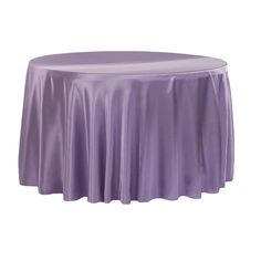 a round table covered in purple satin