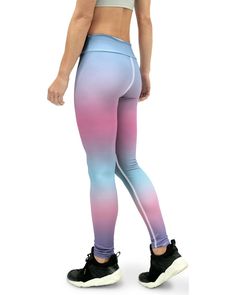 Super soft, stretchy and comfortable yoga pants. Comfortable Yoga Pants, 100 Squats, Blue Contacts, Rainbow Pastel, Pink Yoga Pants, Pink Yoga, Squat Proof, Blue Ombre, Pastel Rainbow