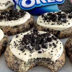 oreo cookies with white frosting and oreos on top