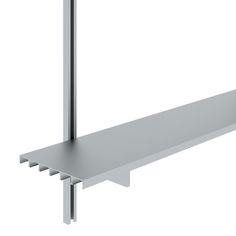 a metal shelf that is on top of a white wall and has two bars attached to it