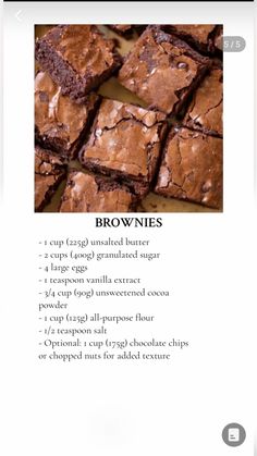 brownies recipe on the app