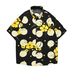 Casual Ice Silk Floral Print Beach Loose Shirt Features：  Product ID:SS0040 Material:Polyester Season:Summer Color:Black,Blue,White,Yellow,Khaki  Size Chat： Printed Short Sleeve Shirt For Spring Vacation, Spring Vacation Printed Short Sleeve Shirt, Black Collared Summer Shirt, Black Collared Shirt For Summer, Black Floral Print Shirt For Summer, Black Short Sleeve Hawaiian Shirt For Spring, Black Graphic Print Short Sleeve Shirt For Vacation, Black Collared Summer Top, Black Short Sleeve Shirt With Graphic Print For Vacation