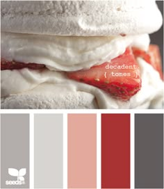 the color scheme is red, white and grey with strawberry shortcakes on top