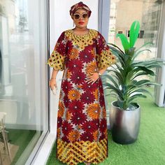 ad eBay - African Women Dashiki Ankara Bazin Riche Design Dress with Headscarf - Buy Now, click the link (eBay) African Gowns Nigerian Fashion, African Attire For Ladies, African Dashiki Dress, African Gowns, Ankara Long Gown Styles, Dashiki Dress, Rich Design, African Dashiki, Comfortable Outfit