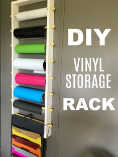 the diy vinyl storage rack is made from an old ladder