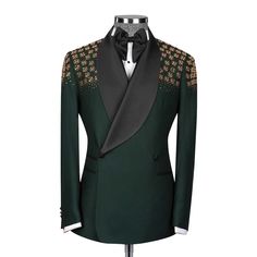 Stone Embroidery, Double Breasted Tuxedo, Bespoke Suits, Green Tuxedo, Dress Suits For Men, Bespoke Suit, Fashion Suits For Men, Tuxedo Suit, Fashion Suits