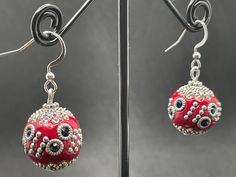 Beautiful Bali bead drop earrings  Pewter fixings 1cm bead Decorative, pretty and boho Ideal as a gift! 2nd class large letter to UK International standard everywhere else Made by Creative Cottage Bee Boho Beads, Bead Drop Earrings, Red And Silver, Beaded Drop Earrings, Earrings Red, Large Letters, Bead Earrings, Beaded Earrings, Jewelry Earrings Dangle