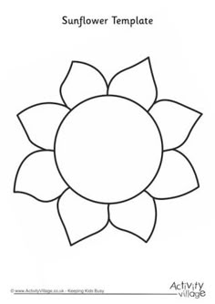 the sunflower template is shown in black and white, with an outline for it