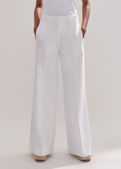 Tux Wide-Leg Pant | ME+EM Elegant Semi-formal Pantsuit With Pressed Crease, Elegant Office Pantsuit With Structured Boning, Tailored Elegant Formal Pantsuit, Tailored Elegant Pantsuit For Formal Occasions, Elegant Business Pantsuit With Structured Boning, Elegant Tailored Pantsuit For Formal Occasions, Elegant Pantsuit With Pressed Crease, Elegant White Wide Leg Dress Pants, Luxury Tailored Trousers Pantsuit