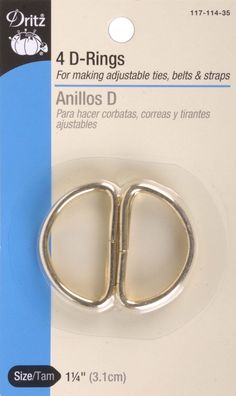 a pair of metal d - rings for making adjustable belts and straps, silver