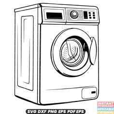 a drawing of a washing machine with the words svg dxf png epsp