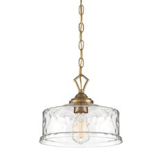 an image of a light fixture with clear glass on the bottom and gold chain hanging from the ceiling