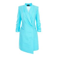 This structured blazer dress with a flattering A-line silhouette and gathered sleeves is the perfect choice for a sharp business or cocktail summer look. With its minimalist lines and thoughtfully placed details, like the diagonal welt pockets, padded shoulders and invisible buttoning, this design is elegant and timeless. The outer fabric is made of 100% linen, has a nice soft texture while the lining is crafted in viscose making the wearing very pleasant. It can easily be a go to option for an Cocktail Summer, Structured Blazer, Summer Garden Party, Blazer Jackets For Women, Aqua Dress, Gathered Sleeves, Tailored Blazer, August Birth Stone, Summer Look