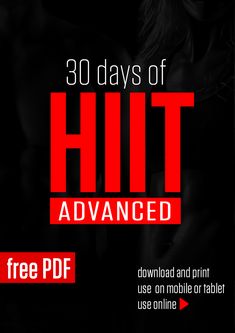 the title for 30 days of hit advanced, with an image of a woman's torso