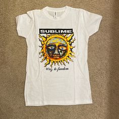 Nwot Classic Sublime Art. Super Soft, Creases From Storage, Brand New Never Washed. Nonsmoking Home. Fitted Medium Yellow Sublimation Print Top For Summer, Yellow Summer Top With Sublimation Print, Yellow Top With Front Print For Summer, Yellow Summer Top With Front Print, Yellow Front Print Top For Summer, Cut Tees, Yellow White, Color White, Tops & Tees