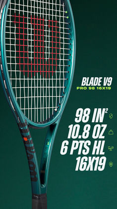 The Wilson Blade Pro 98 v9 16x19 Tennis Racquet sharpens responses and increases stability for a more connected-to-the-ball feel. Its commanding feel, excellent ball dwell time, and slick design all combine for a result that is irresistible for advanced players with championship aspirations.