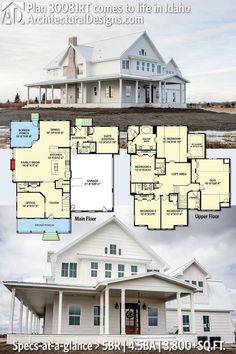 two story house plans with different floor plans