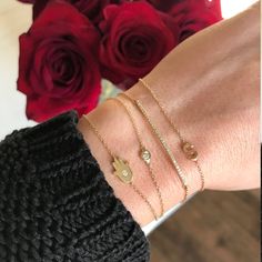 Chic and dainty 14k gold initial on a 6.5''-7'' cable link chain (if you wish a different length, simply request it in the comment box at checkout, and we'll do so). A classic and fine personalized bracelet, so fun you won't want to take it off. Part of our best seller bracelets. *Material: 14k Gold *Size of Initial: Approx. 6mm *Weight: Approx. 1.1 grams *Ships in 4 to 8 business days *Made in Los Angeles *Comes gift ready in a custom Zoe Lev jewelry box Feel free to contact us for any customiz Letter Charm Bracelet, Initial Bracelet Gold, Hamsa Bracelet, Gold Hamsa, Jewelry Bracelets Gold, Link Chain Bracelet, Letter Bracelet, Initial Bracelet, Minimalist Bracelet