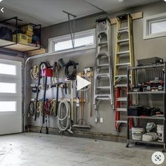 a garage filled with lots of tools and equipment