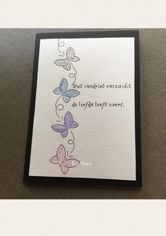 a card with some butterflies on it that says, let verite verant de lyffte tet yort