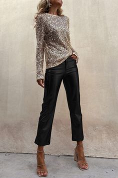 Metallic Pants, Dress Party Night, Faux Leather Pants, Leather Material, Trend Setter