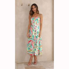 F00179516-205 Live Life In Full Bloom, Casual Evening, Split Dress, Styl Boho, Swimsuit Dress, Green Midi Dress, In Full Bloom, Blue Midi Dress, Summer Floral