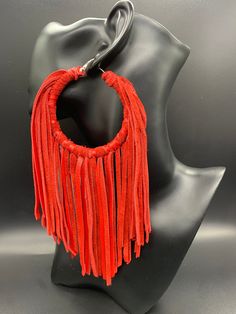 Excited to share this item from my #etsy shop: Red Leather Fringe Earring….10% Off Red Fringe Tassel Earrings As Gift, Red Fringe Jewelry For Festival, Red Fringe Earrings, Red Fringe Summer Jewelry, Elegant Red Tassel Earrings With Fringe, Cute Fringe, Denim Earrings, Fringe Earring, Diy Charm Bracelet