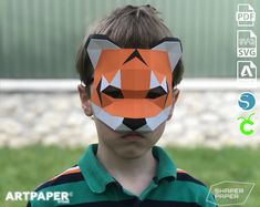 Papercraft Tiger Half Mask Animal 3D Low Poly Paper Sculpture | Etsy Paper Mask Diy, Paper Sculpture Diy, Svg Crafts, Sculpture Diy, Bird Masks, Masks Crafts, Half Mask, 3d Svg, Paper Mask