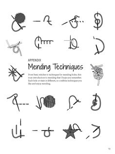 an image of the words mending techniques in black and white