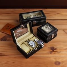 Personalization - The watch box can be customized with the recipient's name, initials, or a special message, adding a personal and sentimental element to it. The personalized engraving makes the watch display box unique and tailored specifically for the recipient.
Durable and Stylish Design - The box features a compact and portable design. The watch display box features multiple compartments, allowing for organized storage and display of watches. The leather exterior provides a sleek and sophisticated look, making it a stylish addition to any room or travel case. 
Perfect Gift - This watch display box serves as an ideal gift for various special occasions, including birthdays, anniversaries, and Father's Day. It is a thoughtful and practical gift for dads, husbands, or best men. The perso Portable Rectangular Case Organizer As A Gift, Black Bags With Card Slots For Gifts, Portable Black Cases As Gift, Portable Black Case As Gift, Portable Black Cases For Gifts, Black Portable Case For Gift, Black Rectangular Case As Gift, Black Rectangular Case For Gifts, Christmas Gifts For Adults